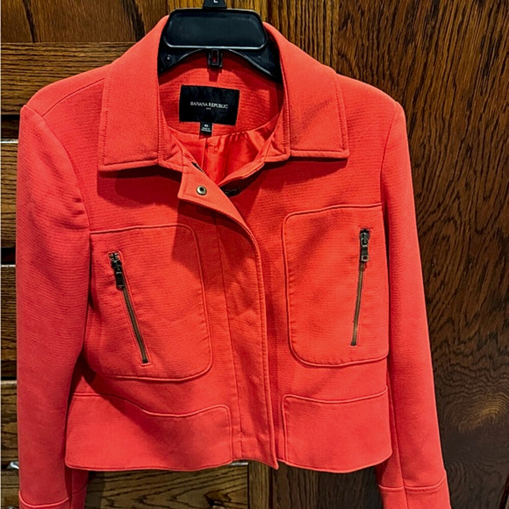 Banana Republic Coral Zip Pocket Jacket Womens